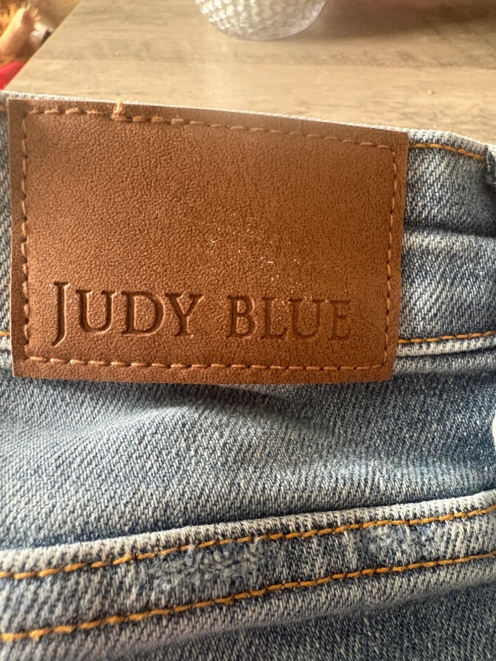 Judy Blue Light Blue Distressed Button-Fly Jean Shorts - Picture 5 of 5